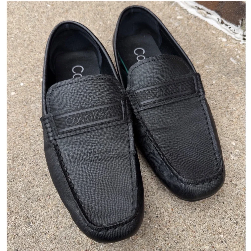 Calvin Klein Mens Oliver Black Textile Driving Loafers CMOLIVER3-R Size 10.5